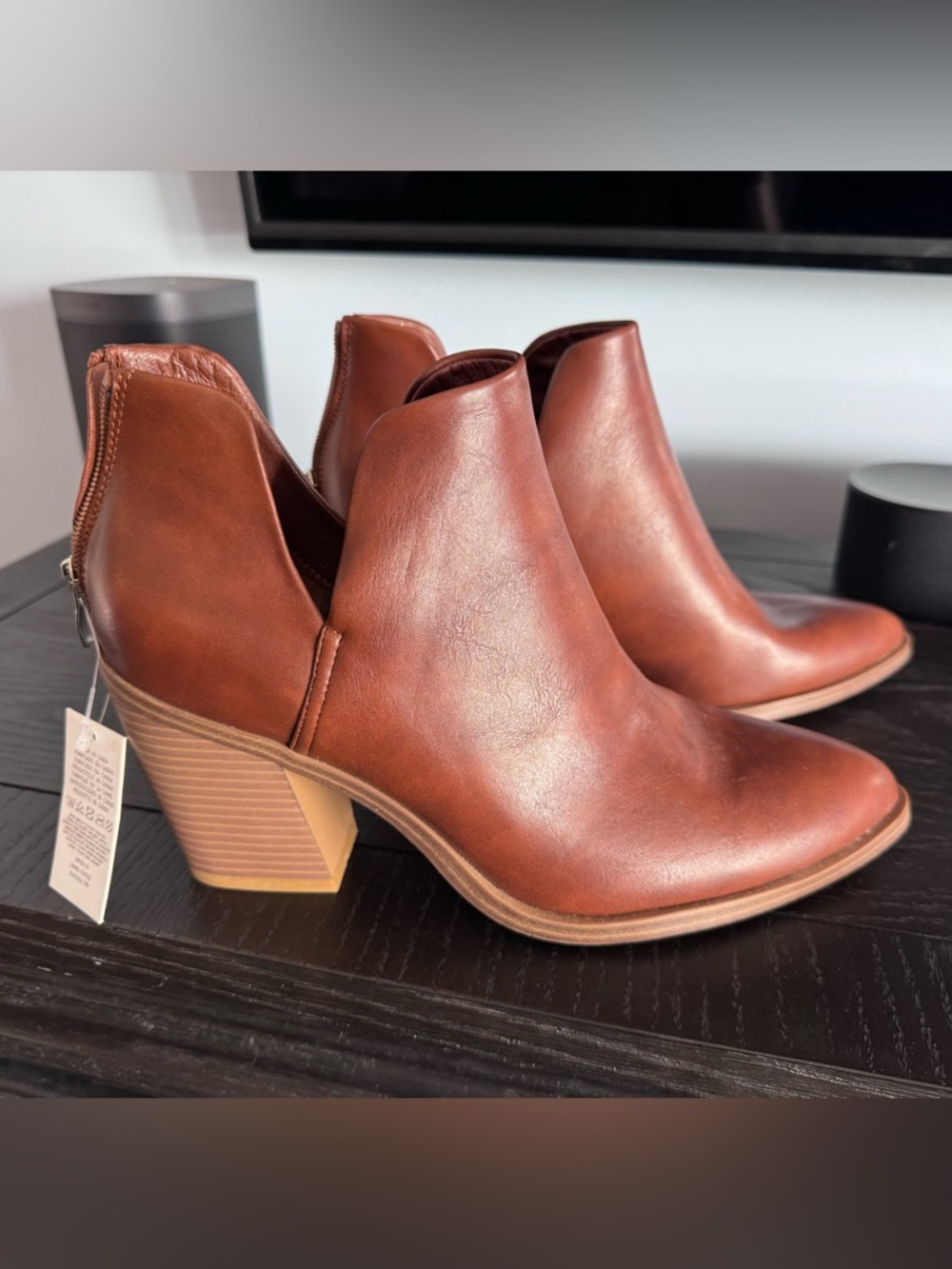 Women’s Brown Leather Cutout Ankle Booties